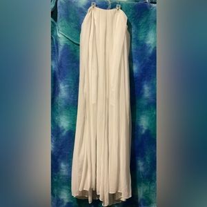 Strapless White Flowing Romper/Dress Long